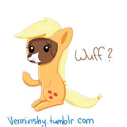 Size: 1000x1000 | Tagged: safe, artist:verminshy, applejack, winona, dog, g4, 30 minute art challenge, cute, female, jackabetes, solo, suit