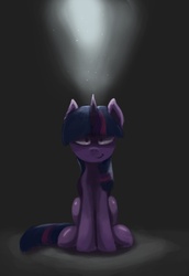 Size: 1500x2184 | Tagged: dead source, safe, artist:cezzlo, twilight sparkle, pony, g4, evil, female, mare, sitting, solo, speedpaint