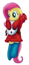Size: 418x920 | Tagged: dead source, safe, artist:xioade, fluttershy, pony, shy guy, g4, costume, crossover, female, fluttershy guy, nintendo, solo, super mario bros.