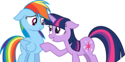 Size: 21983x10912 | Tagged: safe, rainbow dash, twilight sparkle, pegasus, pony, unicorn, g4, absurd resolution, cutie mark, duo, female, looking at each other, mare, simple background, transparent background, vector