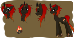 Size: 1900x981 | Tagged: safe, artist:sockl, oc, oc only, pony, unicorn, curved horn, expressions, eyes closed, fire, frown, glare, gritted teeth, horn, solo, wide eyes