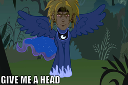 Size: 1019x681 | Tagged: safe, princess luna, g4, dio brando, exploitable meme, give me a head, joestar meme, jojo's bizarre adventure