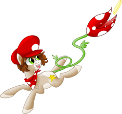 Size: 1500x1403 | Tagged: dead source, safe, artist:ruby-hooves, oc, oc only, oc:8-bit, monster pony, original species, piranha plant pony, crossover, male, mario, nintendo, piranha plant, simple background, solo, super mario bros., transparent, transparent background