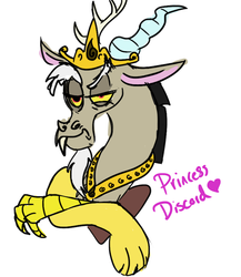 Size: 694x800 | Tagged: safe, artist:zsteube, discord, g4, bust, crossed arms, hilarious in hindsight, jewelry, lidded eyes, male, princess, princess discord, regalia, simple background, solo, unamused, white background