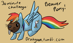 Size: 1280x756 | Tagged: safe, artist:drahgoon, rainbow dash, beaver, g4, 30 minute art challenge, costume