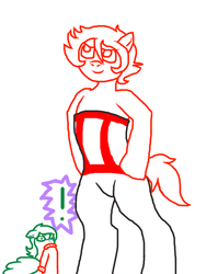 Size: 556x700 | Tagged: safe, artist:voltrathelively, clothes, homestuck, kankri vantas, pants, ponified, porrim maryam, righteous leggings, sweater