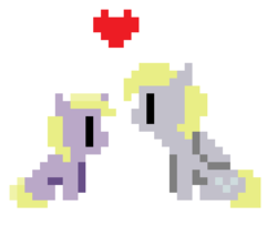 Size: 582x474 | Tagged: safe, derpy hooves, dinky hooves, pegasus, pony, g4, female, heart, mare, pixel art