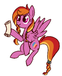 Size: 349x428 | Tagged: safe, artist:lulubell, feathermay, pony, g4, scroll, simple background, solo, white background