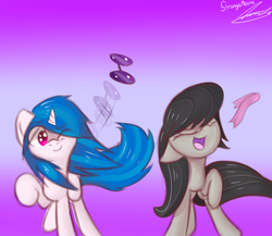 Size: 1500x1300 | Tagged: safe, artist:strangemoose, dj pon-3, octavia melody, vinyl scratch, g4