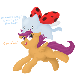 Size: 500x500 | Tagged: safe, artist:mt, scootaloo, g4, bravest warriors, catbug, crossover