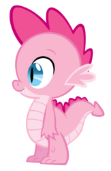 Size: 1377x2108 | Tagged: safe, artist:durpy, color edit, pinkie pie, spike, g4, bubble berry, recolor, rule 63, simple background, solo, species swap, transparent background, vector