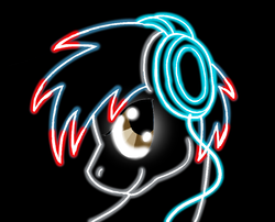 Size: 900x727 | Tagged: safe, artist:hackerdashfim, oc, oc only, oc:the living tombstone, pony, bust, looking back, male, neon, solo