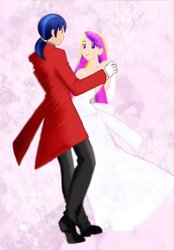 Size: 600x863 | Tagged: safe, artist:groovyfish, princess cadance, shining armor, human, g4, humanized