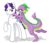 Size: 962x830 | Tagged: safe, artist:sweetchiomlp, rarity, spike, dragon, pony, unicorn, g4, barb, elusive, female, flirting, horn, male, older, rule 63, ship:barlusive, ship:sparity, shipping, simple background, stallion, straight, transparent background