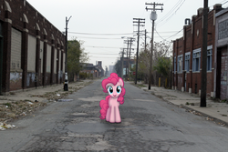 Size: 2388x1592 | Tagged: safe, artist:dipi11, pinkie pie, earth pony, pony, g4, city, irl, photo, ponies in real life, street, vector