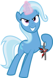 Size: 5000x7259 | Tagged: safe, artist:mrcbleck, trixie, pony, unicorn, g4, magic duel, absurd resolution, alicorn amulet, female, glowing horn, grin, horn, magic, magic aura, mare, simple background, solo, transparent background, vector