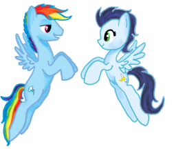 Size: 1280x1105 | Tagged: safe, artist:sweetchiomlp, rainbow dash, soarin', pegasus, pony, g4, female, flying, glide, male, mare, r63 shipping, rainbow blitz, rule 63, ship:glideblitz, ship:soarindash, shipping, simple background, stallion, straight, transparent background