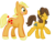 Size: 900x695 | Tagged: safe, artist:sweetchiomlp, applejack, caramel, toffee, earth pony, pony, g4, applejack (male), blushing, female, hatless, male, mare, missing accessory, rule 63, ship:carajack, shipping, simple background, stallion, straight, transparent background