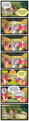 Size: 1024x4233 | Tagged: safe, artist:lazingabout94, apple bloom, scootaloo, sweetie belle, g4, clubhouse, comic, crusaders clubhouse, curtains, cutie mark crusaders, dust, feather, feather boa, grass, implied scootabuse, tree