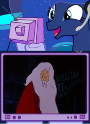 Size: 512x700 | Tagged: safe, princess luna, gamer luna, g4, exploitable meme, lord of the rings, santa claus, saruman, tv meme