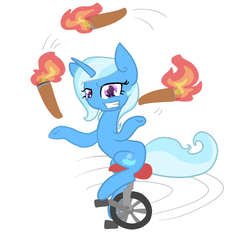 Size: 800x800 | Tagged: safe, artist:otterlore, trixie, g4, grin, simple background, smiling, torch, unicycle, white background