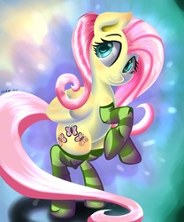 Size: 2500x3000 | Tagged: safe, artist:carligercarl, fluttershy, pony, g4, clothes, female, socks, solo, striped socks