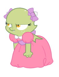 Size: 500x658 | Tagged: safe, artist:queencold, oc, oc only, oc:jade (queencold), dragon, baby dragon, clothes, dragon oc, dragoness, dress, female, simple background, transparent background