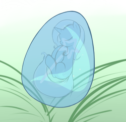 Size: 983x961 | Tagged: safe, artist:theparagon, trixie, pony, unicorn, g4, easter egg, egg, female, grass, sleeping, solo, wat