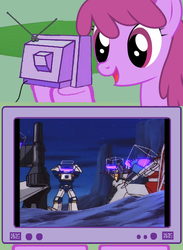 Size: 604x827 | Tagged: safe, berry punch, berryshine, earth pony, pony, robot, g4, drunk, energon, exploitable meme, female, male, mare, megatron, skywarp, soundwave, starscream, transformers, tv meme