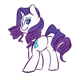 Size: 450x450 | Tagged: safe, artist:mt, rarity, pony, unicorn, g4, butt, female, looking at you, looking back, plot, solo