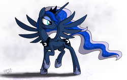 Size: 3480x2200 | Tagged: safe, artist:killryde, princess luna, pony, g4, chest fluff, female, solo, spread wings