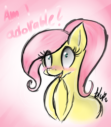 Size: 751x856 | Tagged: safe, artist:blup-chan, fluttershy, pony, g4, blushing, braces, dialogue, doodle, doodlecute, female, solo, teenager, younger