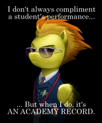 Size: 2113x2558 | Tagged: safe, artist:redustheriotact, spitfire, pegasus, pony, g4, academy record, clothes, dos equis, female, image macro, looking at you, simple background, solo, spitfire's tie, sunglasses, text, the most interesting man in the world, the most interesting mare in the world, uniform, whistle, wonderbolts dress uniform