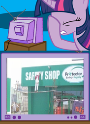 Size: 563x771 | Tagged: safe, twilight sparkle, g4, exploitable meme, facehoof, fail, meme, safety, tv meme