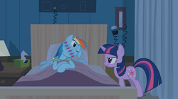 Size: 1280x712 | Tagged: safe, artist:nobodydraws, edit, screencap, rainbow dash, twilight sparkle, g4, wat