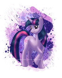 Size: 720x900 | Tagged: safe, artist:rebel-mel, twilight sparkle, pony, unicorn, g4, eyes open, raised hoof, solo, unicorn twilight