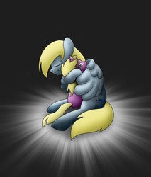 Size: 918x1079 | Tagged: safe, artist:themrgumball, derpy hooves, dinky hooves, pegasus, pony, g4, crying, equestria's best mother, female, hug, mare, sad, scrunchy face