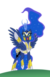 Size: 5000x7589 | Tagged: safe, artist:bobbybrony, princess luna, pony, g4, absurd resolution, armor, female, raised hoof, solo