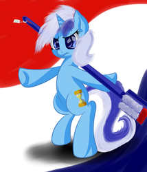 Size: 3000x3500 | Tagged: safe, artist:carligercarl, minuette, pony, unicorn, g4, bipedal, female, mare, toothbrush, toothpaste