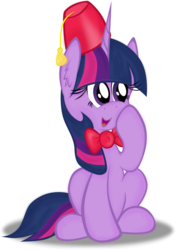 Size: 685x974 | Tagged: safe, artist:kristysk, twilight sparkle, g4, bowtie, fez, hat