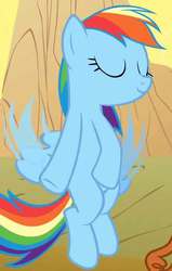 Size: 489x771 | Tagged: safe, screencap, rainbow dash, pegasus, pony, g4, over a barrel, season 1, cropped, eyes closed, female, flying, mare, out of context