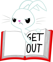 Size: 681x800 | Tagged: safe, angel bunny, g4, angel's magic book, failed meme, get out, reaction image