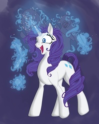 Size: 1738x2181 | Tagged: safe, artist:fillyphalanx, artist:ookami_95, rarity, g4, fabric, insanity, magic, messy mane, scissors, solo