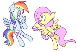 Size: 1099x731 | Tagged: safe, artist:scrimpeh, fluttershy, rainbow dash, pegasus, pony, g4, duo, duo female, female, mare, simple background, transparent background