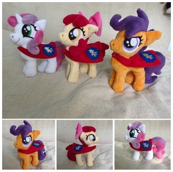 Size: 896x891 | Tagged: artist needed, safe, apple bloom, scootaloo, sweetie belle, g4, cutie mark crusaders, irl, photo, plushie