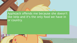 Size: 500x281 | Tagged: safe, edit, edited screencap, screencap, applejack, offensive ponies, applebuck season, g4