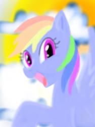 Size: 768x1024 | Tagged: safe, artist:rixnane, rainbow dash, g4, :d, abstract background, bust, open mouth, open smile, pastel, smiling, solo