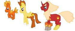 Size: 1024x420 | Tagged: safe, artist:rongothepony, blaziken, combusken, torchic, crossover, pokémon, ponified