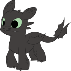 Size: 1024x1024 | Tagged: safe, artist:capricorn-the-dragon, night fury, g4, baby, barely pony related, crossover, dreamworks, g4 style, hatchling, how to train your dragon, simple background, toothless the dragon, transparent background