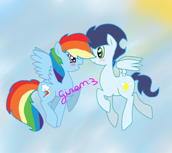 Size: 900x802 | Tagged: dead source, safe, artist:gizemyorganci, rainbow dash, soarin', pegasus, pony, g4, duo, female, male, ship:soarindash, shipping, straight